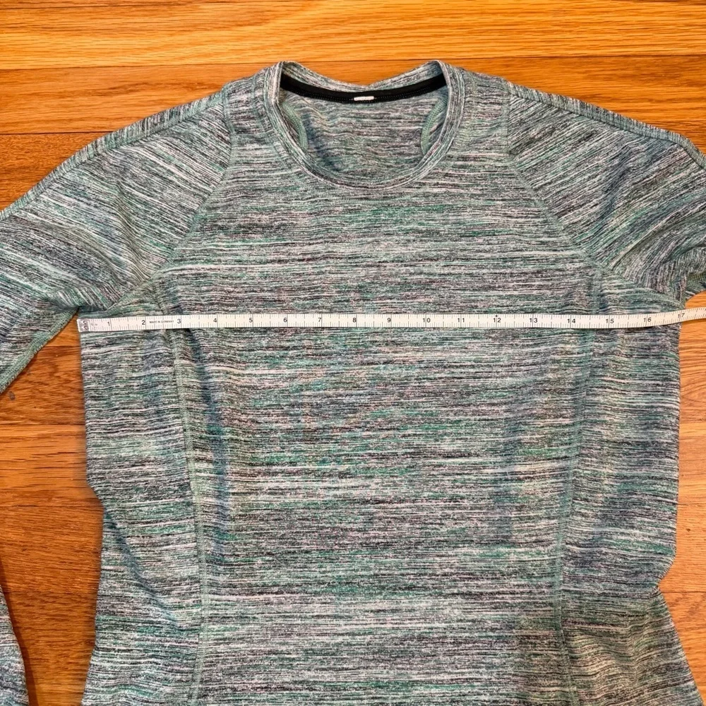 Lululemon Runderful Long Sleeve Space Dye Camo Forage Teal Black - Size 8